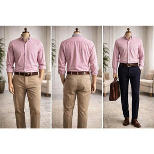 Christian Aujard Men’s XXL Gingham Check Shirt Pink White Long Sleeve Button Up